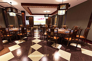 中式復(fù)古餐廳裝修設(shè)計(jì)全景效果圖