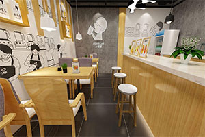 奶茶甜品店裝修設(shè)計全景圖