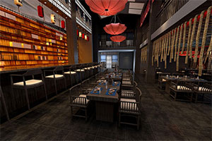 日式大型餐廳裝修設計全景